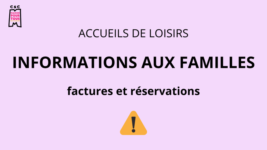 INFOS aux familles – IMPORTANT