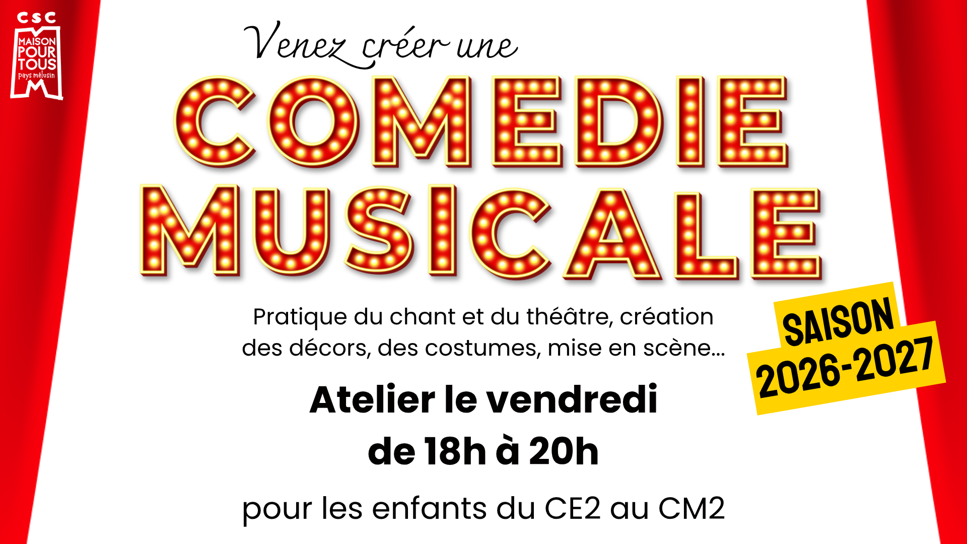 Lire la suite à propos de l’article Atelier Comédie musicale 2026-2027